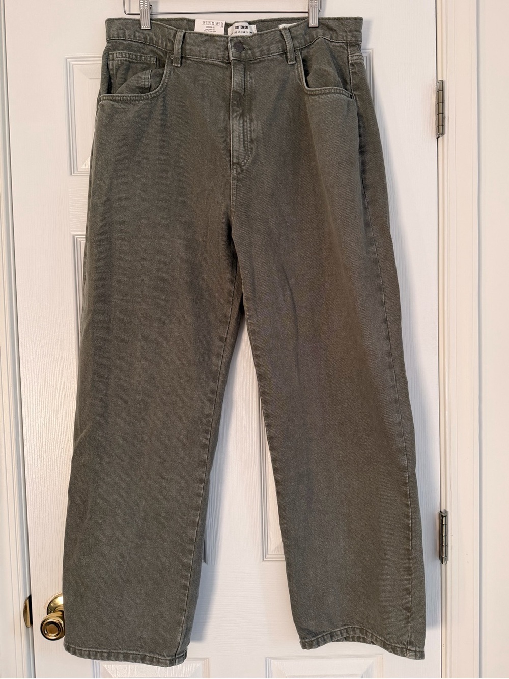 NWT Cotton On Loose Straight Women’s Jeans Smokey Green and Khaki Size US 12 - Picture 10 of 14